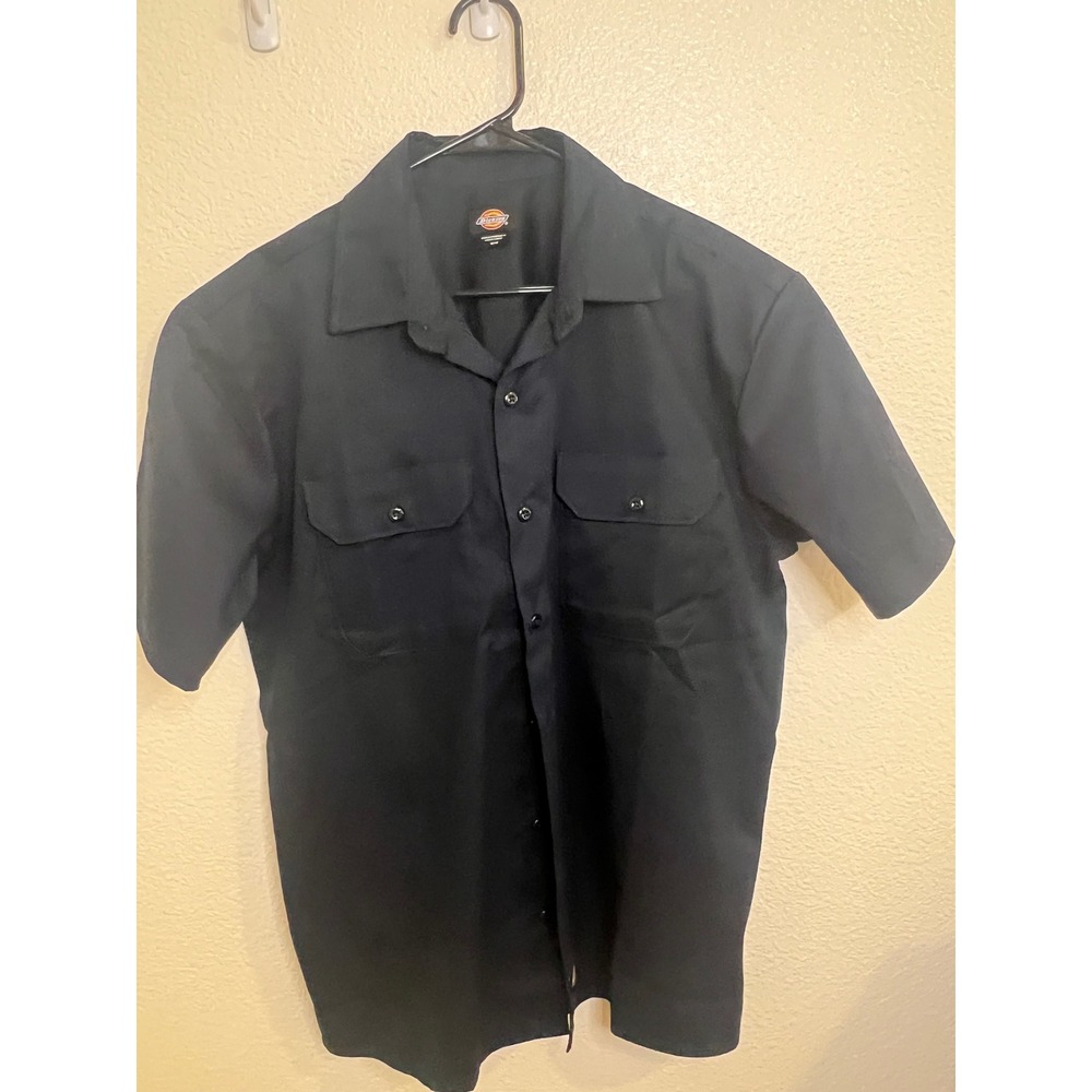 Dickies Mens Short Sleeve Work Shirt Navy Blue Button Down Utility Medium